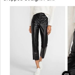 High waisted croc straight leg leather pants